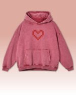 Bluza oversize z kapturem <br>Haftowane Serce <br>Efekt sprania